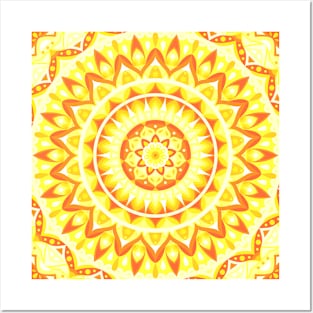 Color Wheel - Yellow Base Mandala Posters and Art